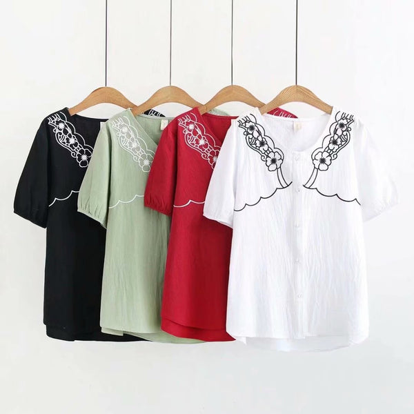 Plus Size Scallop Lace Short Sleeve Top