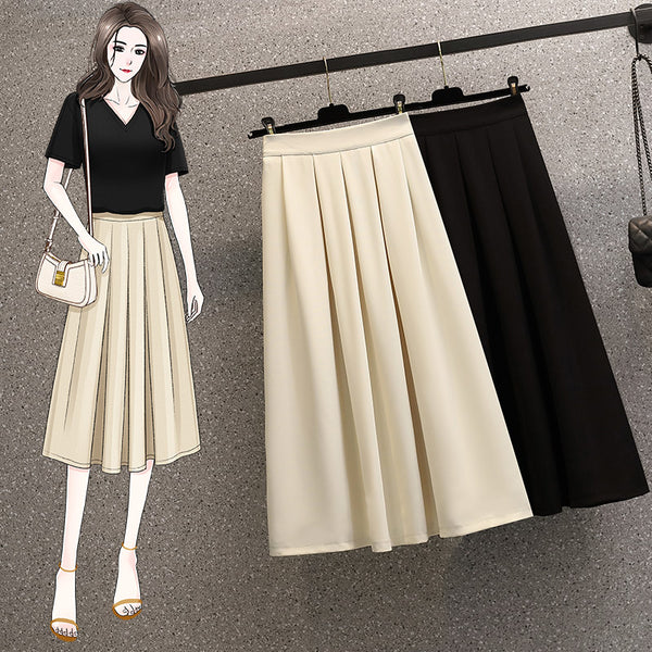 Plus Size Pleat A Line Midi Skirt