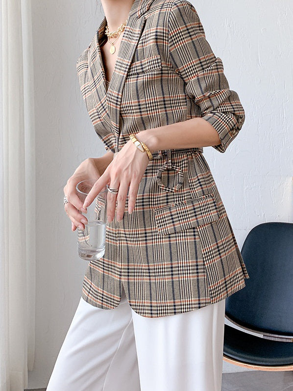 Plus size store checked blazer