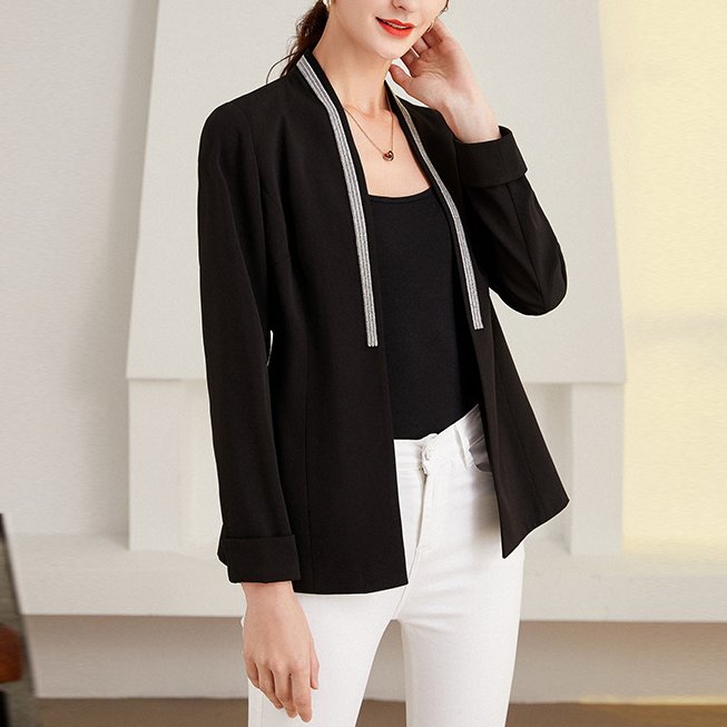 Plus Size Diamante Open Shawl Blazer