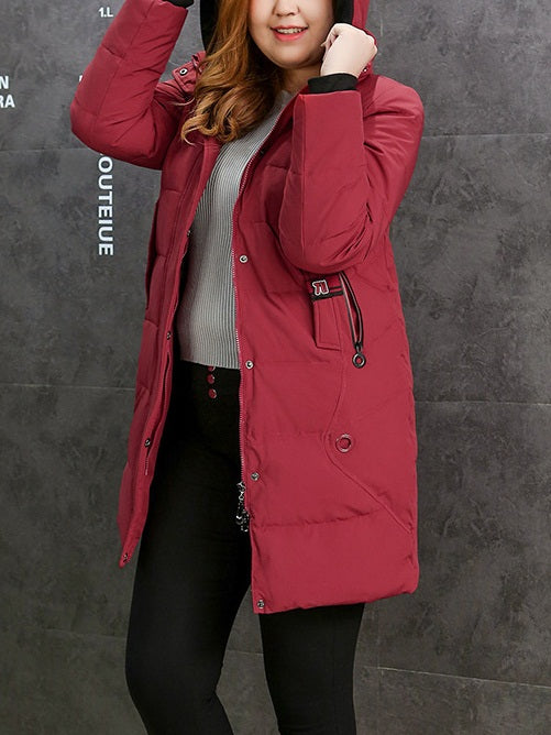 Red womens coat hot sale with fur hood