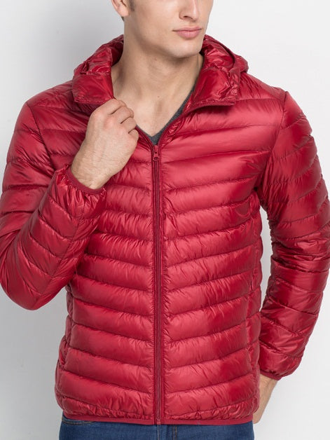 Red White and Blue Puffer Jacket - Mens Lightweight Puffer Red