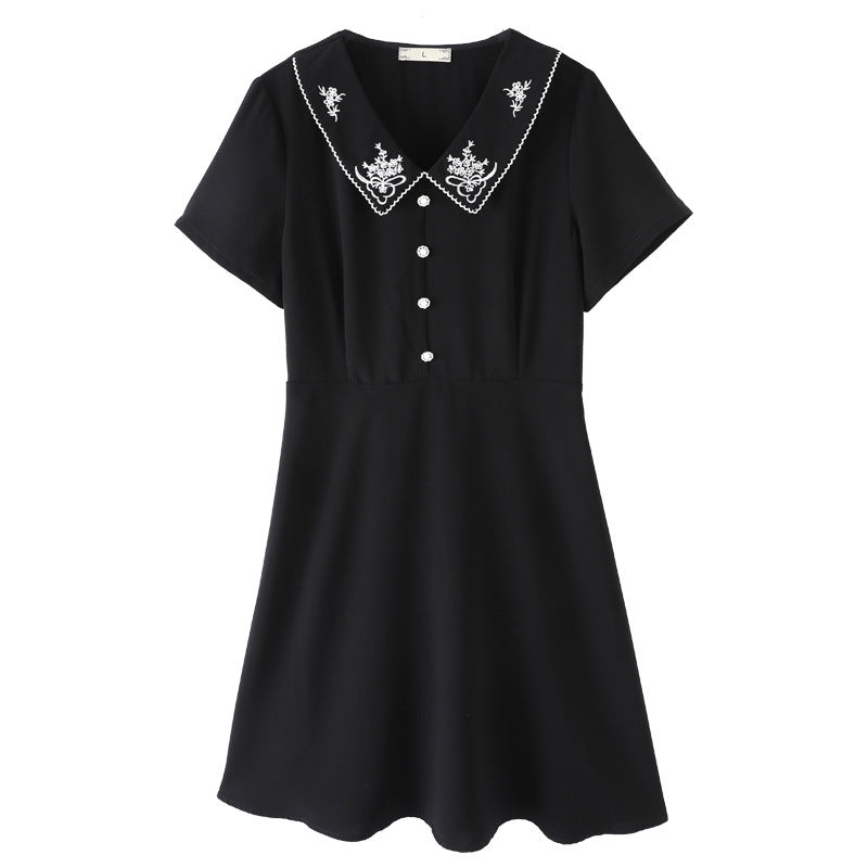 Plus Size Diamante Button Short Sleeve Dress