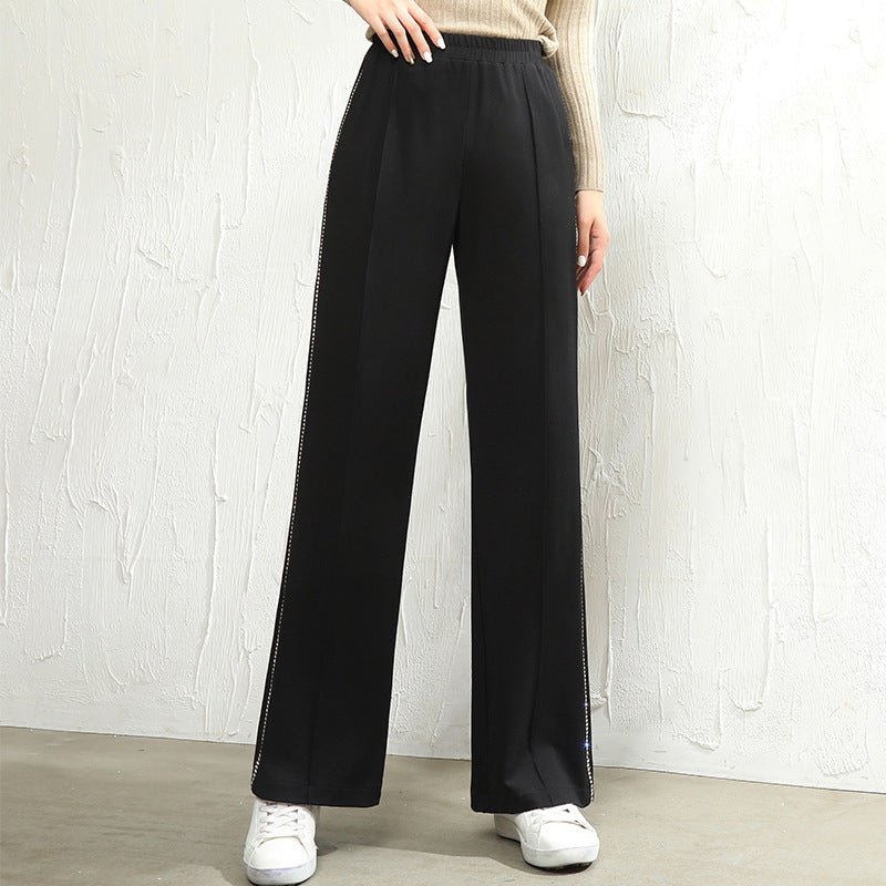 Plus Size Diamante Side Wide Leg Pants