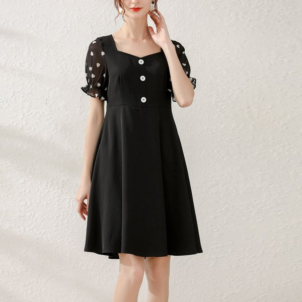 Plus Size Heart Sleeve Square Neck Short Sleeve Dress