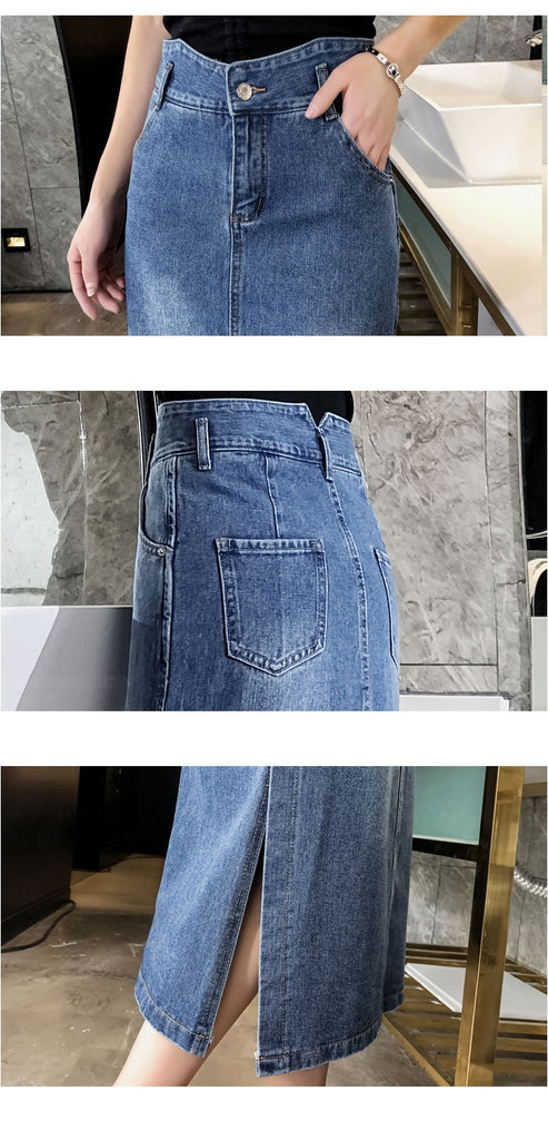 Summer Plus Size Midi Pencil Skirt High Waist Ripped Bodycon Denim Denim  Skirt Outfits For Women By Qwertyui87 From B12q, $31.77 | DHgate.Com