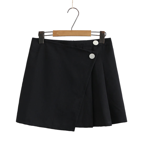 Plus Size Black Pleat Mini Skirt