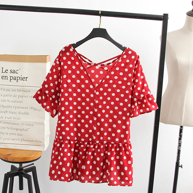 Red and white polka dot top plus sales size