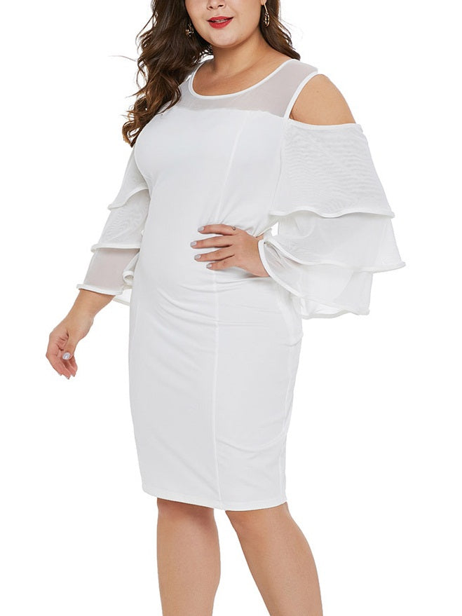 White cold shoulder sales plus size dress