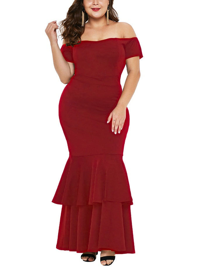 Red short mermaid on sale dress