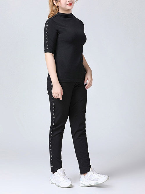 XL-12XL)Suzana Plus Size Basic / Lounge Black Long Sleeve T Shirt