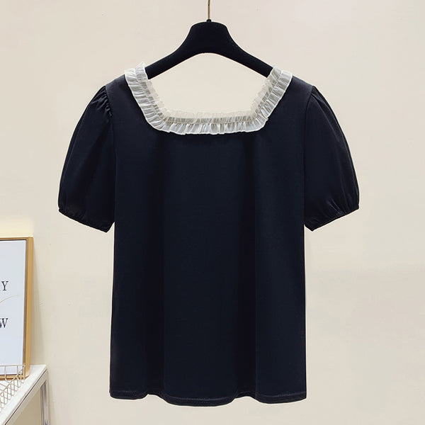 Plus Size Square Collar Puff Sleeves