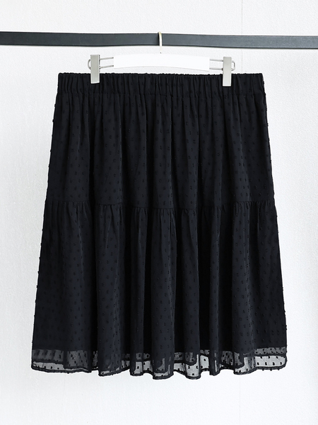 4XL 10XL Plus Size Black Pindot Chiffon Short Skirt EXTRA BIG SIZE