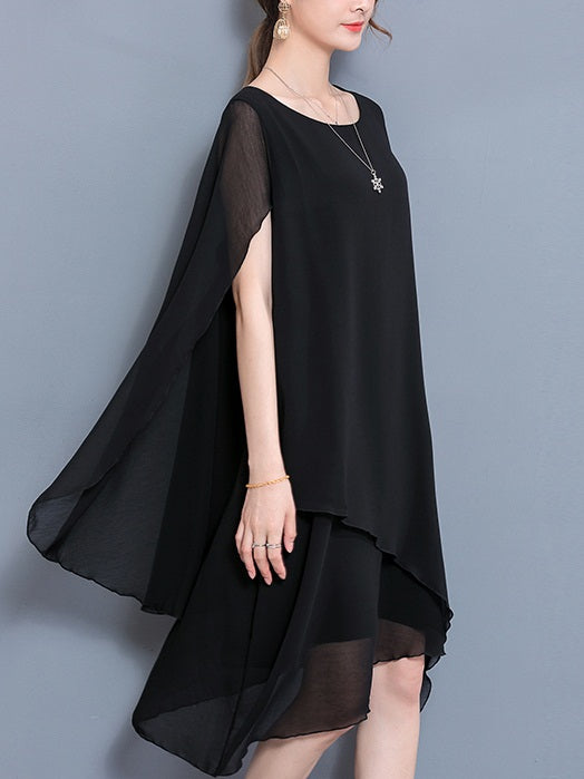 Chiffon hot sale cape dress