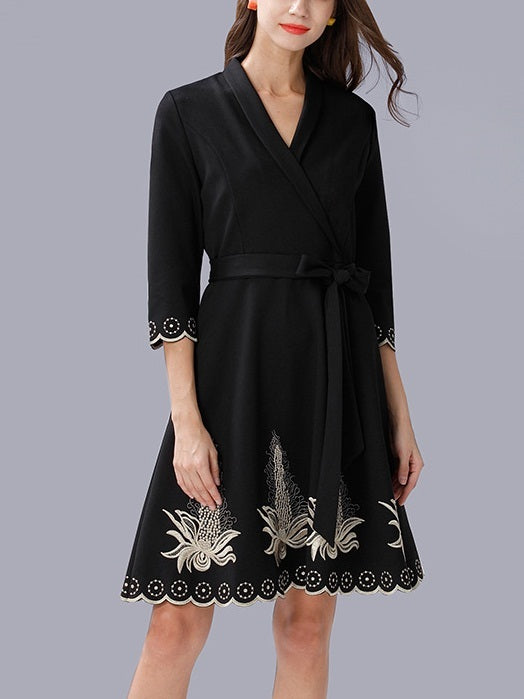 Mava Embroidery Wrap Dress