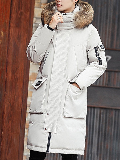 White coat with store fur hood mens