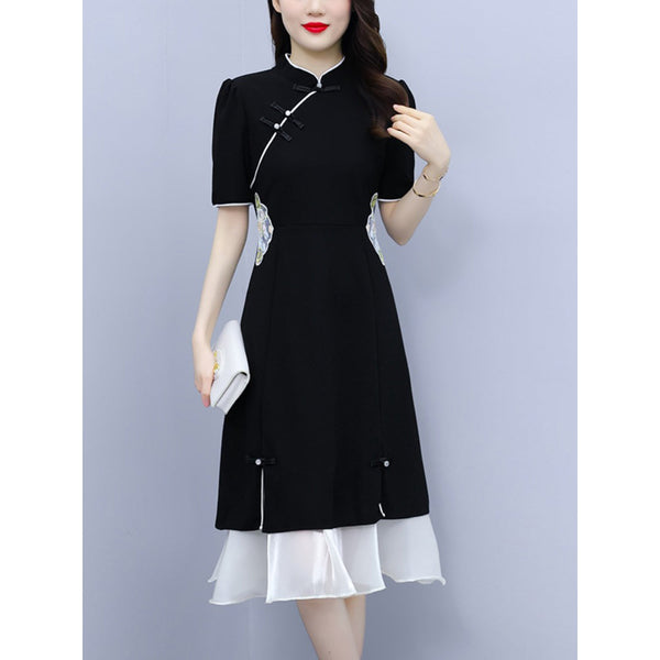 Plus Size Black Modern Layer Cheongsam