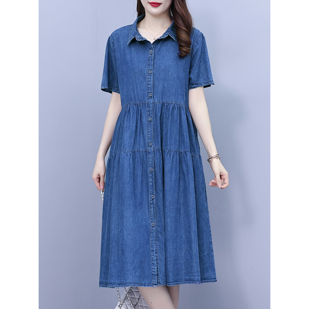 Plus Size Denim Tier Shirt Dress