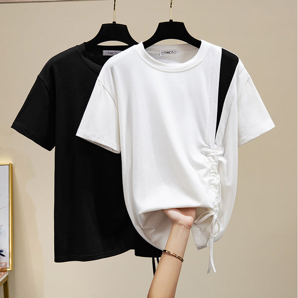 Plus Size Gather Colour Insert Short Sleeve Top