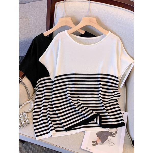 Plus Size Horizontal Stripes Top