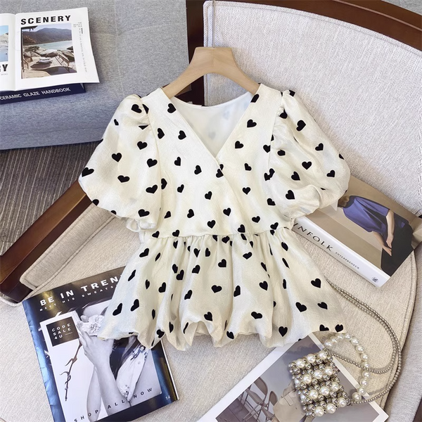 Plus Size Korean Hearts Blouse