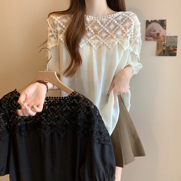 Plus Size Lace Loose Blouse