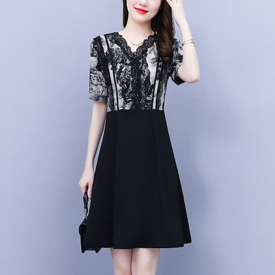 Plus Size Lace Marble Print Dress