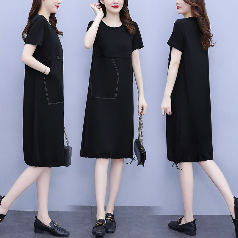 Plus Size Pocket Side Black Dress