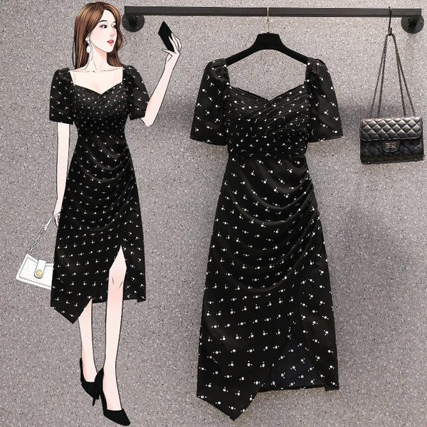 Plus Size Wrap Dots Korean Pencil Dress