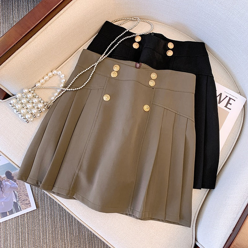 Plus size outlet pleated khaki skirt