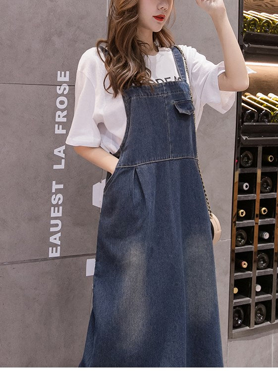 Plus Slant Pocket Denim Overall Dress Without Top | SHEIN ASIA