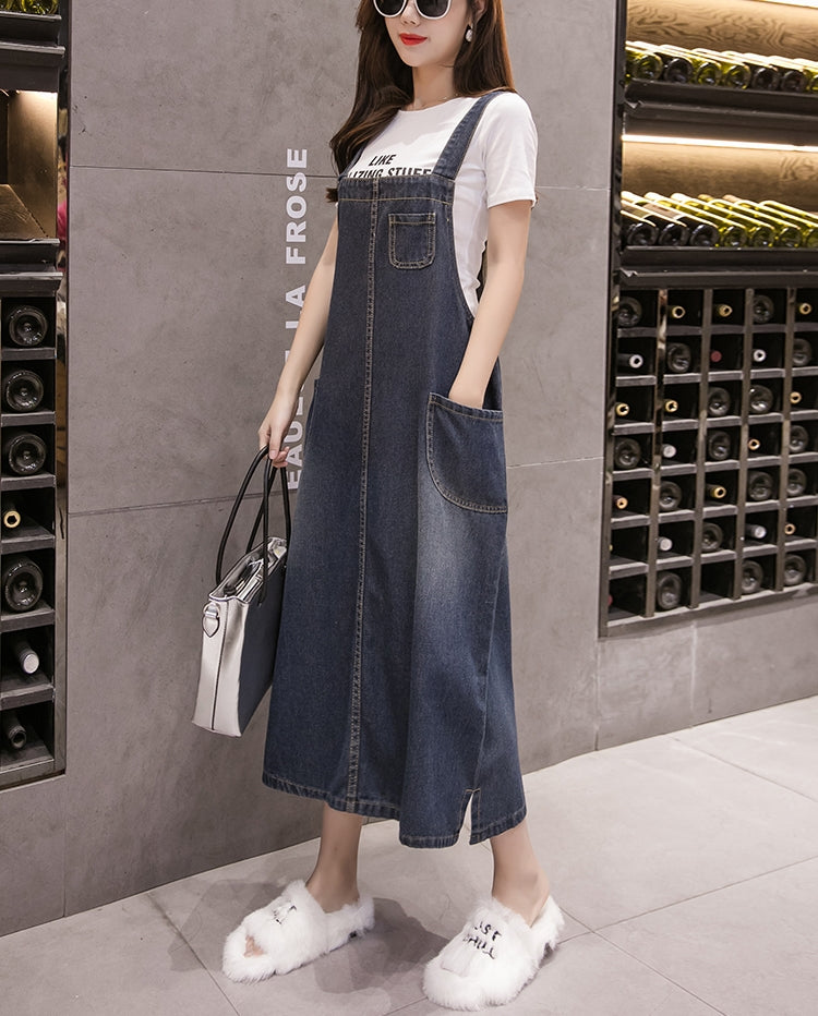 Zeisha Plus Size Short Sleeve T Shirt Top and Denim Dungaree Sleeveles –  Pluspreorder