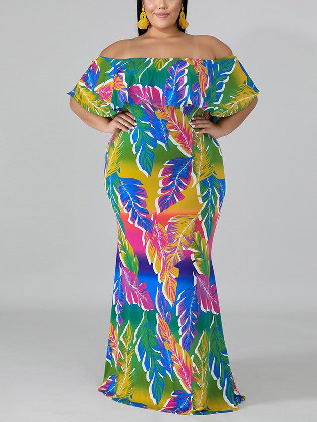 Colorful maxi hotsell dress plus size