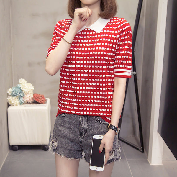 Plus Size Dots Retro Collar Blouse