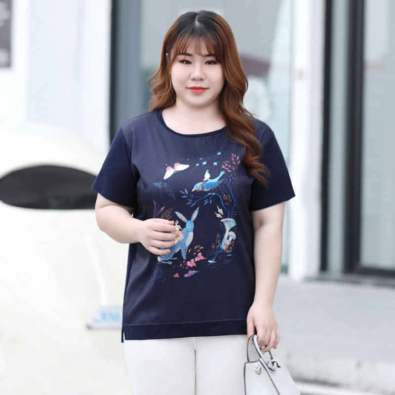 Plus Size Graphic Short Sleeve Blouse