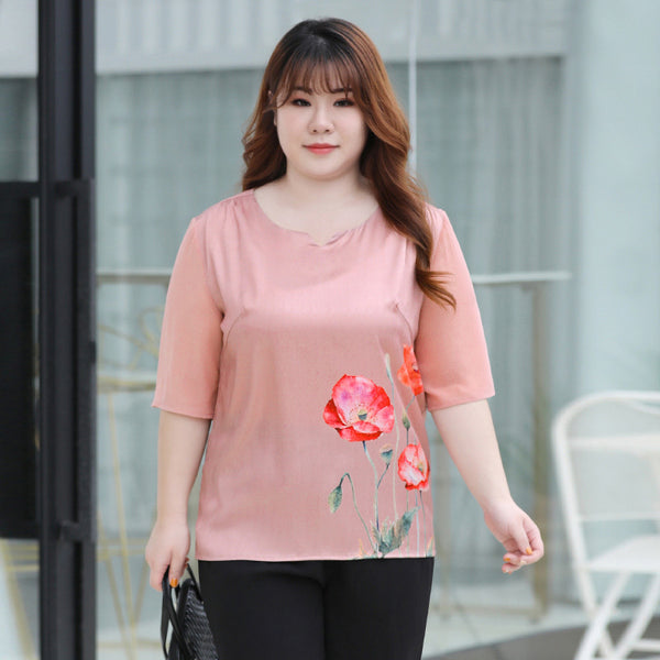 Plus Size Pink Chinese Floral Top