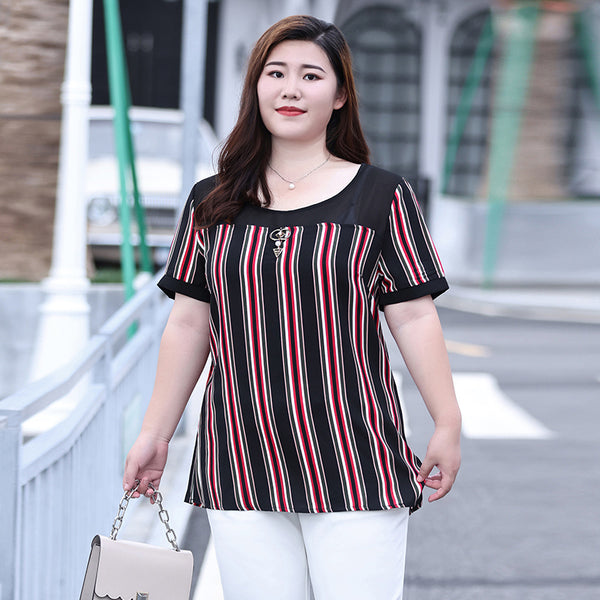 Plus Size Red Stripe Charm Blouse