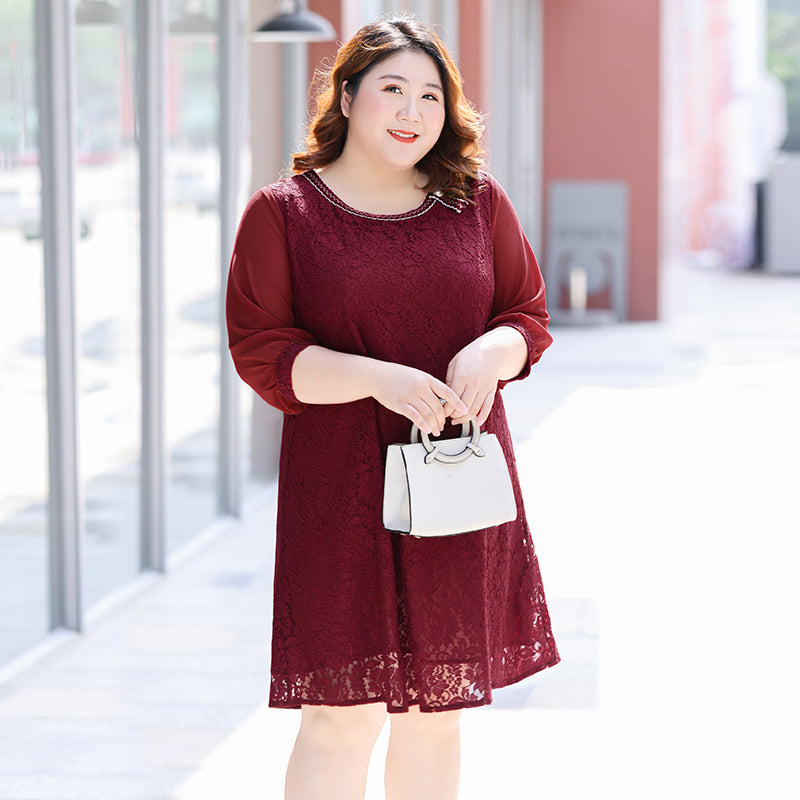 Plus Size Red Lace Dress Pluspreorder