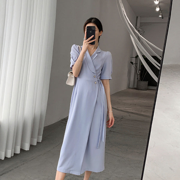 Plus Size Korean Buckle Strap Trench Shirt Dress – Pluspreorder