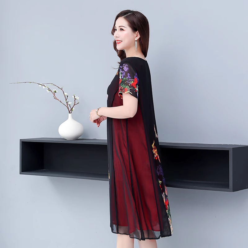 Plus Size Oriental Chinese Floral Short Sleeve Chiffon Dress Extra Big Size 3 1200x1200 ?v=1697084295