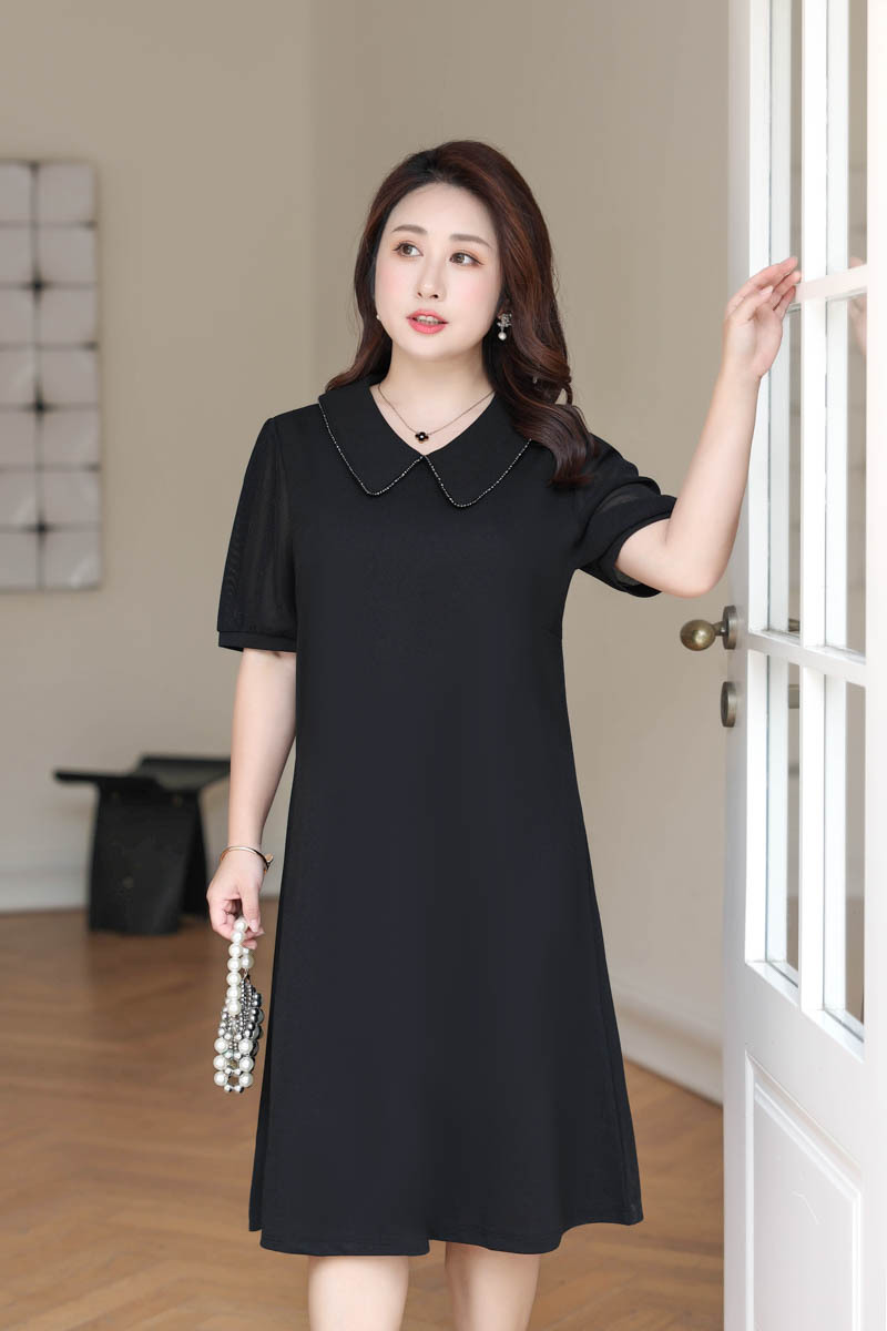 Plus Size Peterpan Collar Jewel Shirt Dress (Extra Big Size) – Pluspreorder