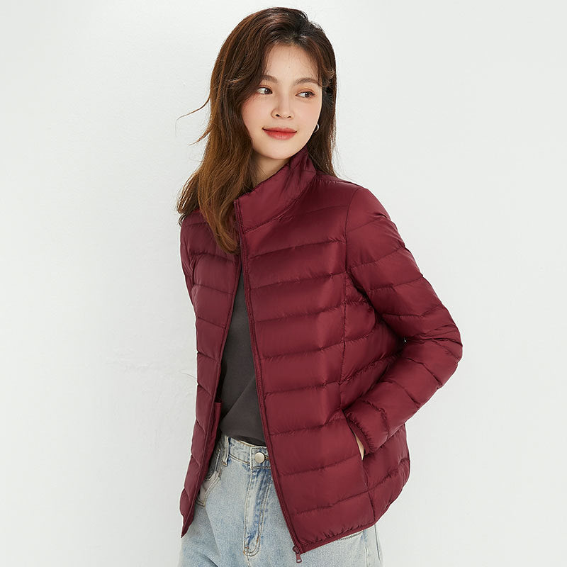 Plus Size Stand Collar Lightweight Down Jacket – Pluspreorder