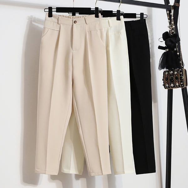 Plus Size Smart Cropped Trousers